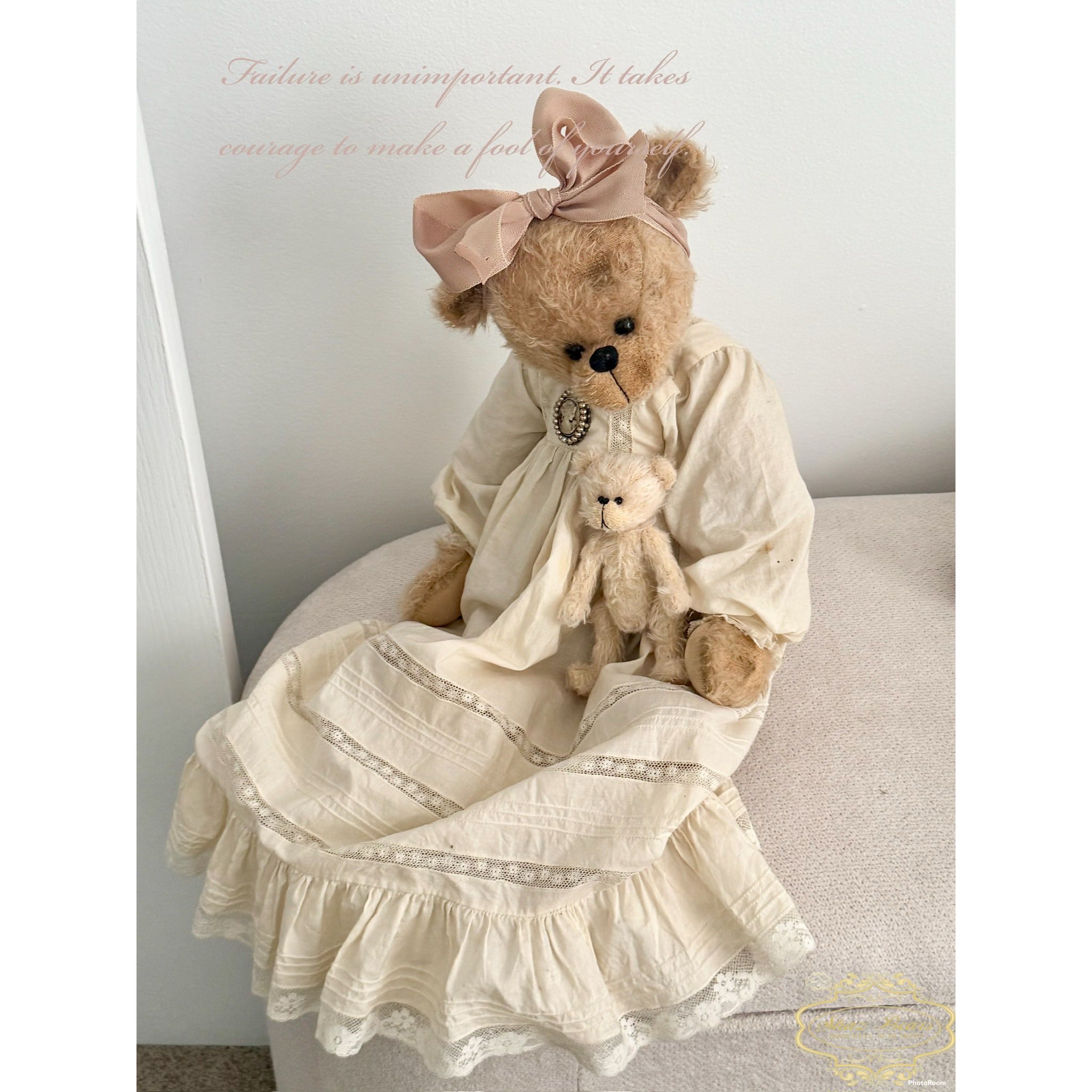 ぬいぐるみ vintage teddy bear with frill dress ぬいぐるみ・人形・置物 vintage teddy bear with frill dress