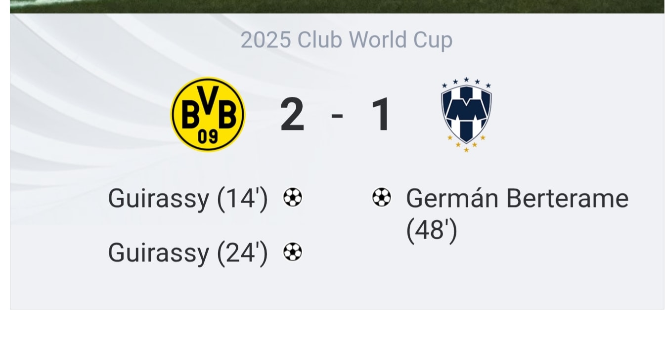 Borussia Dortmund defeats Monterrey 2-1