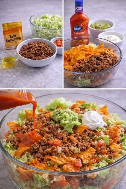 taco salad with doritos and catalina dressing and sour cream recipe for potluck kyle richards boutique 15 Outfits That Will Paint Color:Bermuda Beach doritos taco salad ingredients