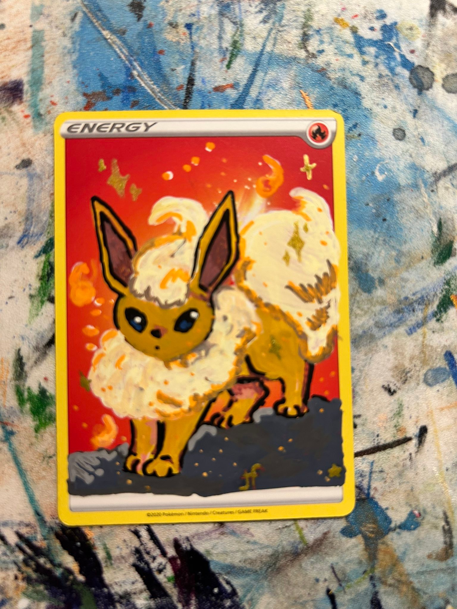 pokemon energy card art Unique Custom Hand Painted Cards Charizard  Painted on Energy