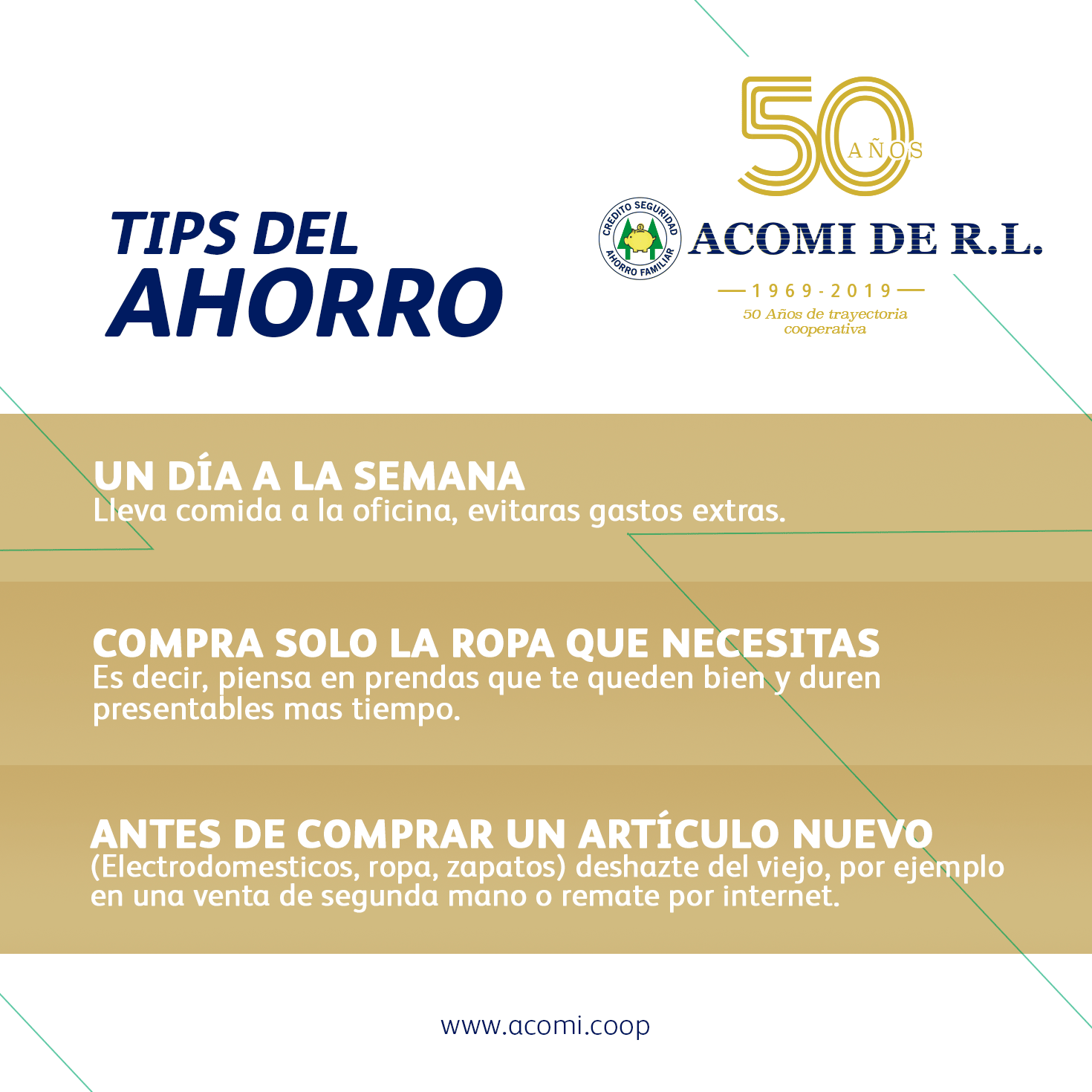 ACOMI de R.L. - Te compartimos algunos tips del ahorro de...