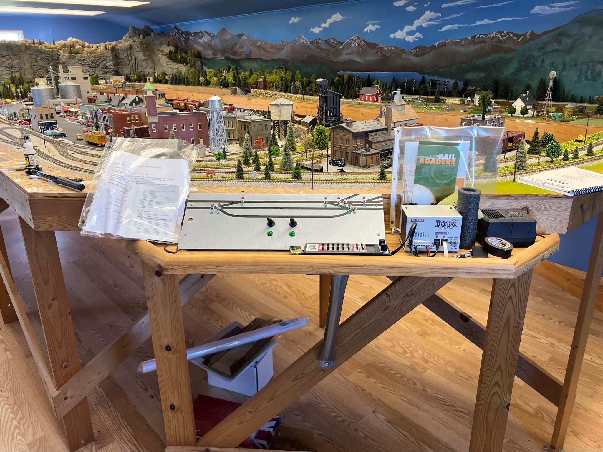 Train layout in movable shed