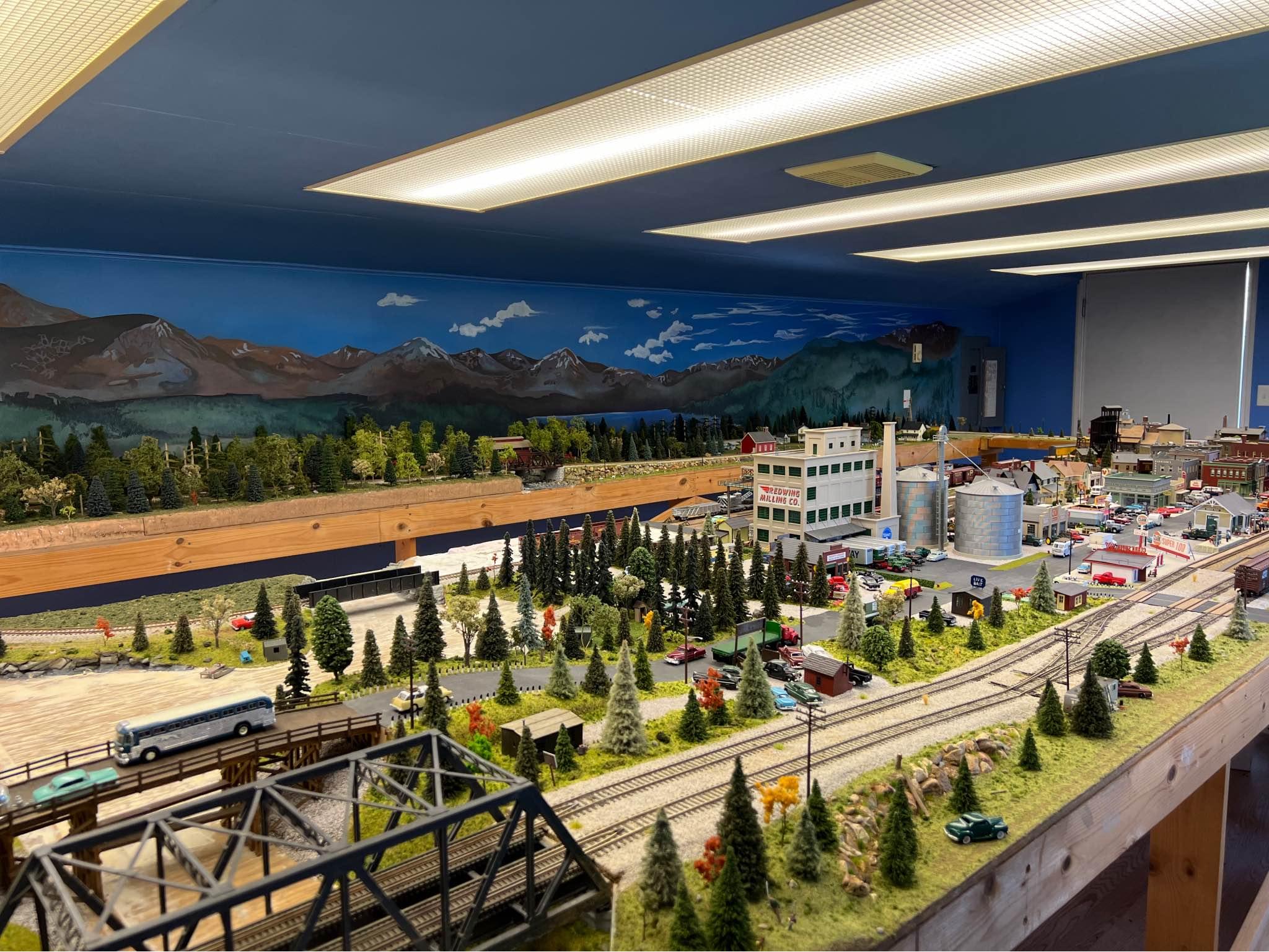 Train layout in movable shed