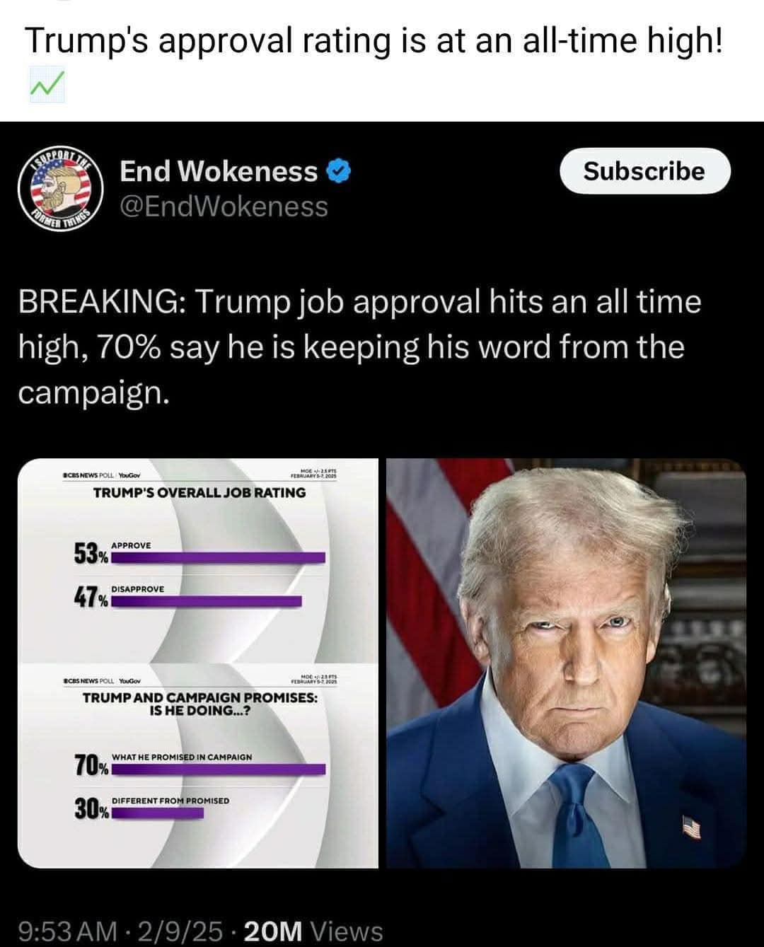 Charlton Trump ‘s 70 job approval improve much better than before