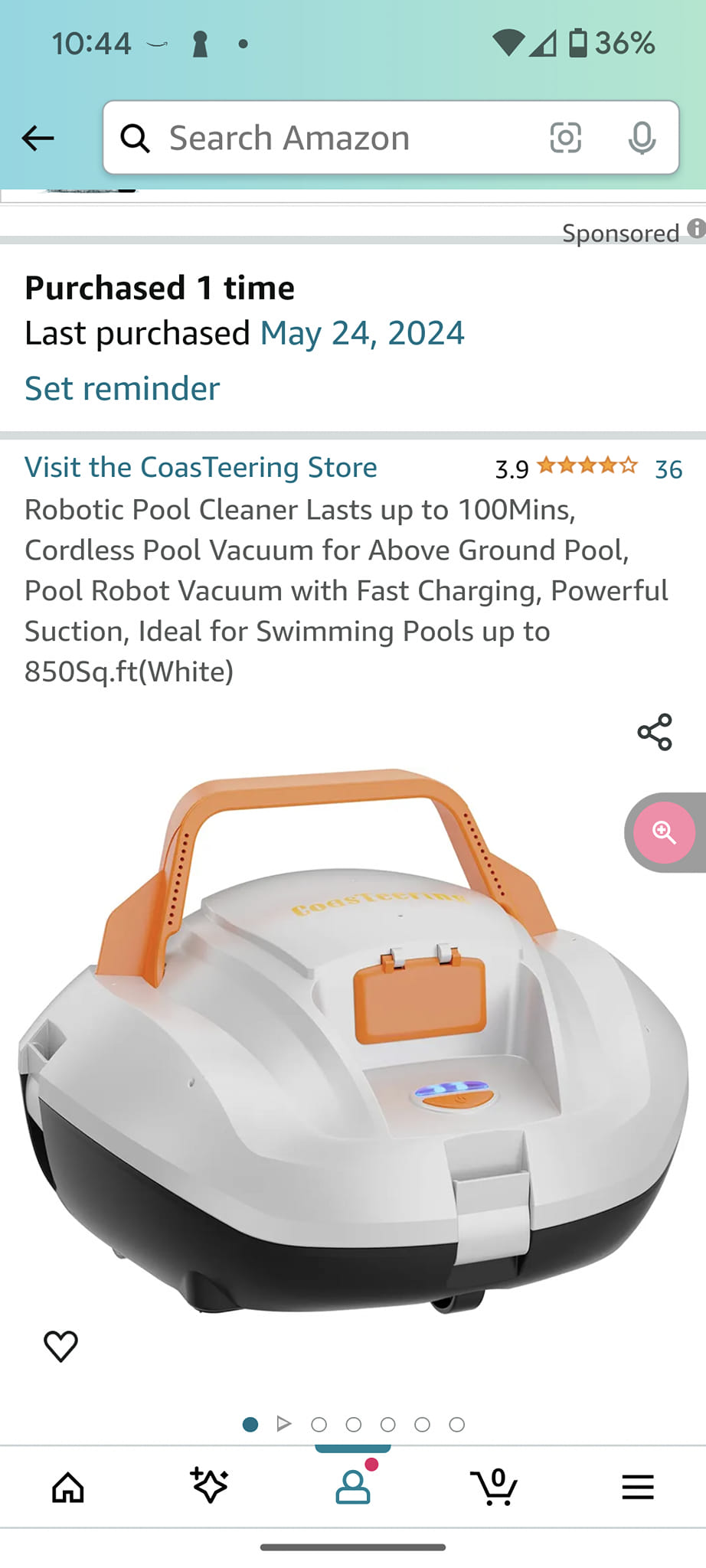 Gosvor cordless robot cleans above ground pool floor