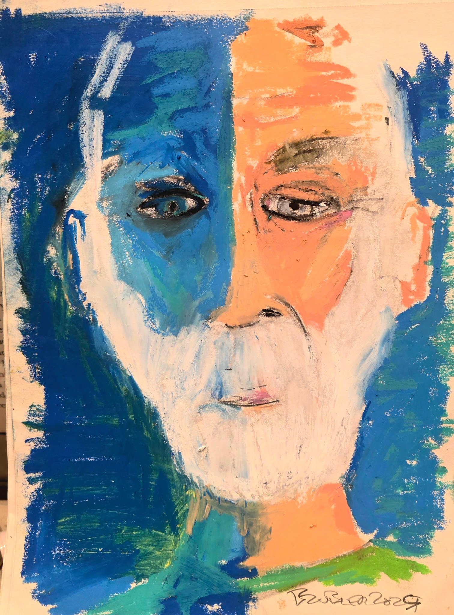 Oil portrait of Blue on 9x12 panel