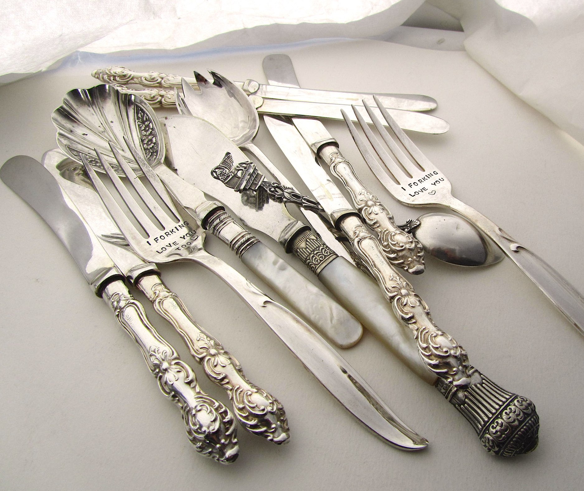 Vintage mother of pearl and sterling silver knives $14.95 each