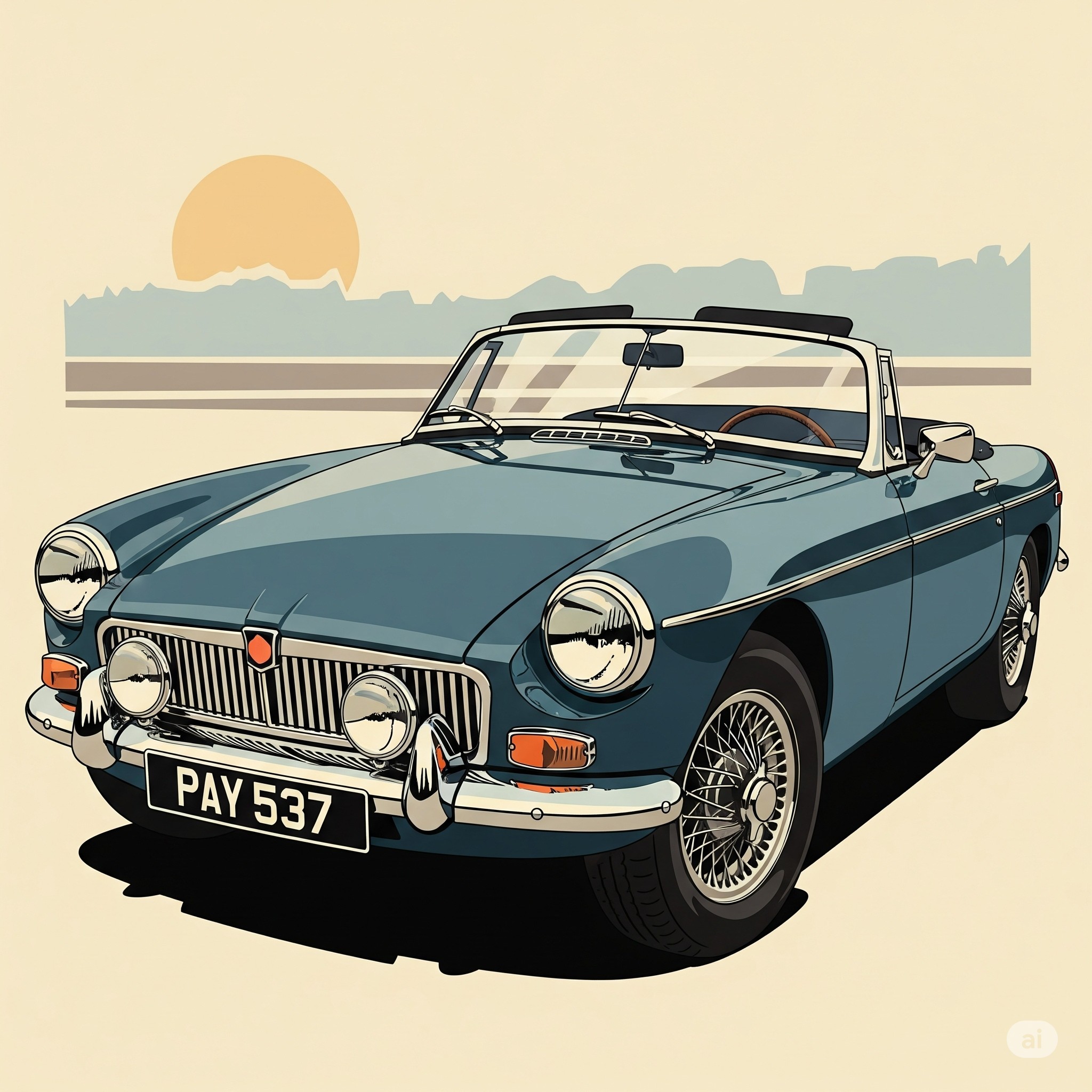 Classic 1960s sports cars artwork