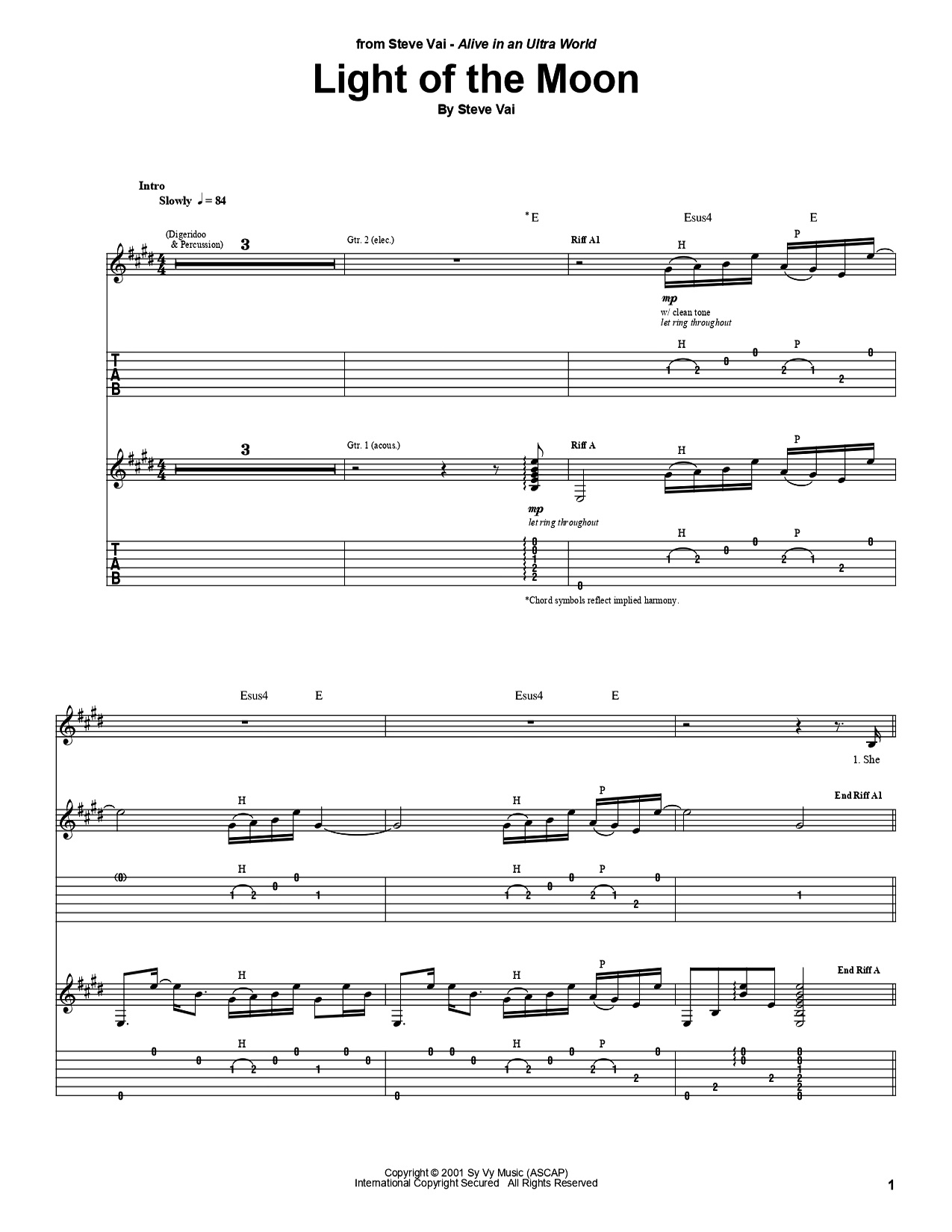 Steve Vai - Light Of The Moon (Guitar-Tab)