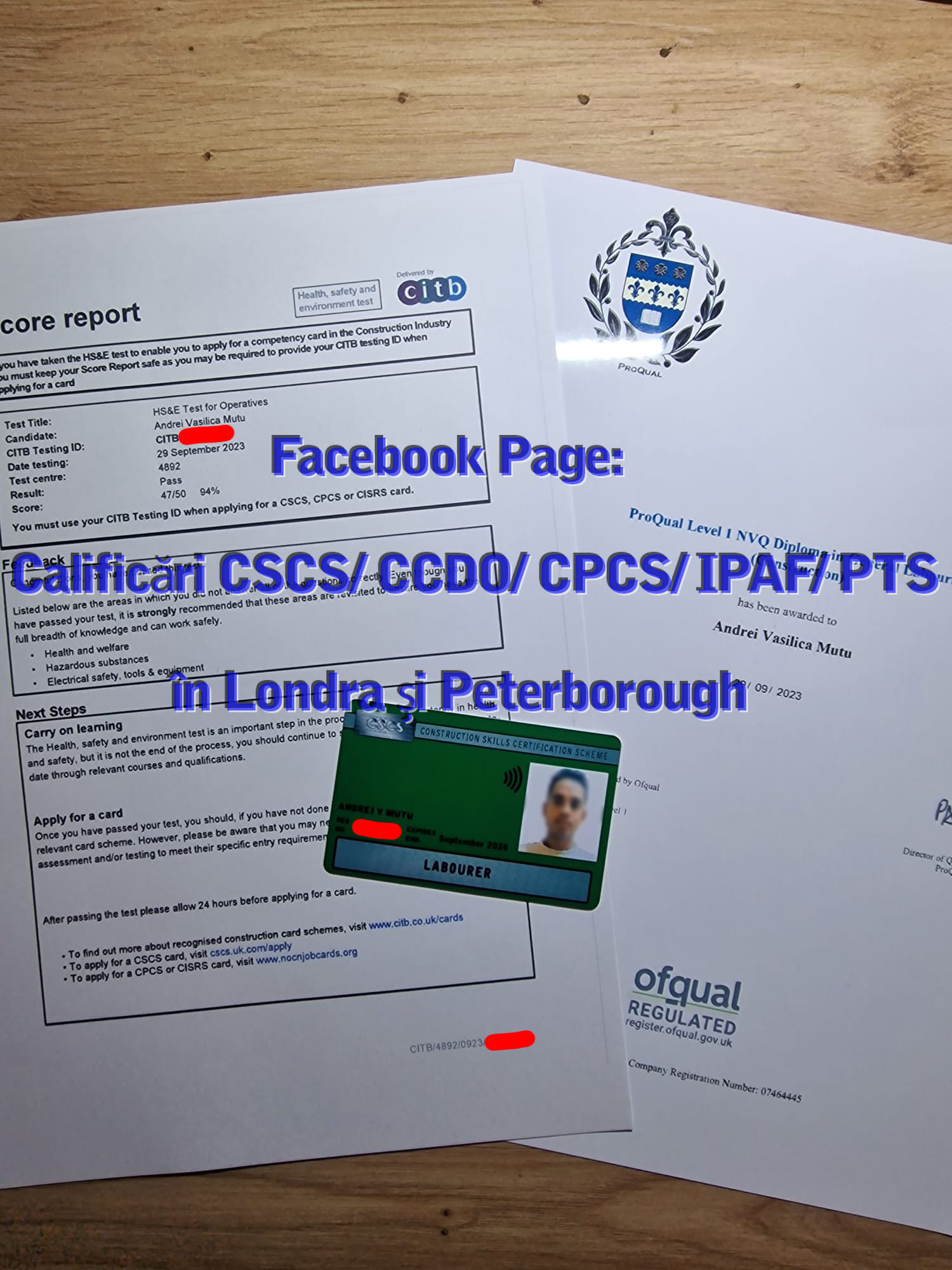 Calificări CSCS/ CCDO/ CPCS/ IPAF/ PTS | King's Lynn