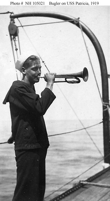 Bugler - USS Patricia Bugler on board the ship, circa...