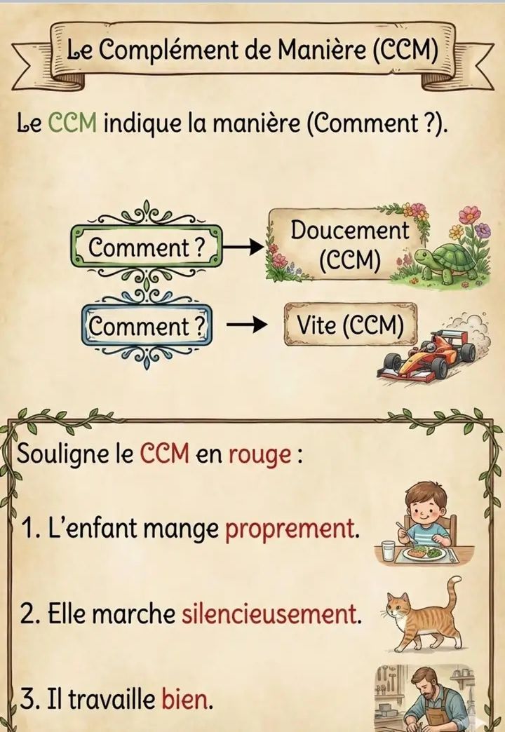 Pour les 5 ème AP Les Compléments Circonstanciels e CCL indique le lie