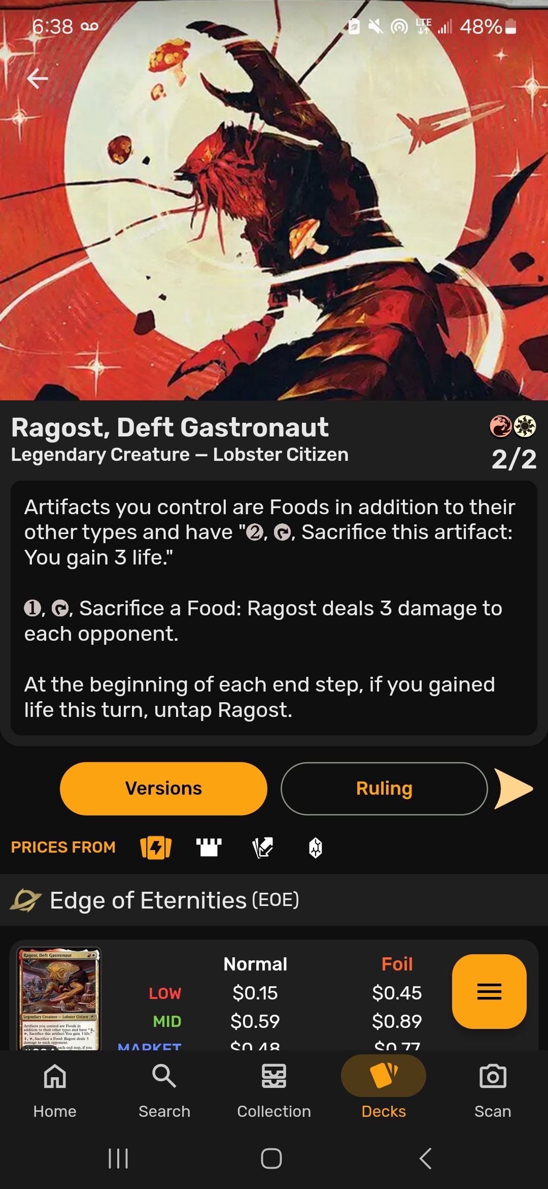 mtg lobster cards  Custom Deck  Ragost, Deft Gastronaut  ElkoyTCG TEST CARD What are the top 4