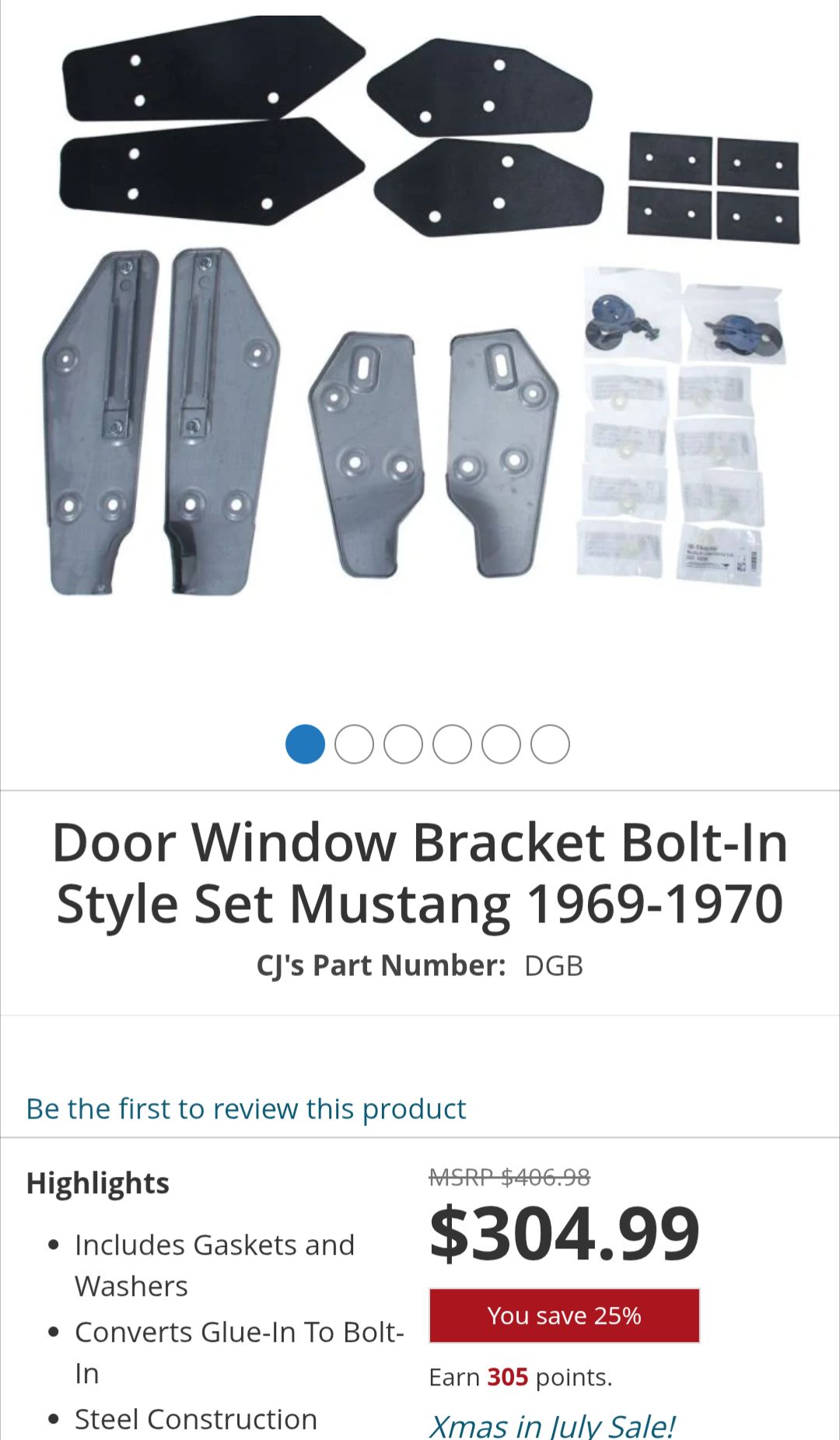 Front Door Window Glass Stop Bracket For 1969-1970 Ford Mustang & Cougar – OEM Used 5 thumbnail image