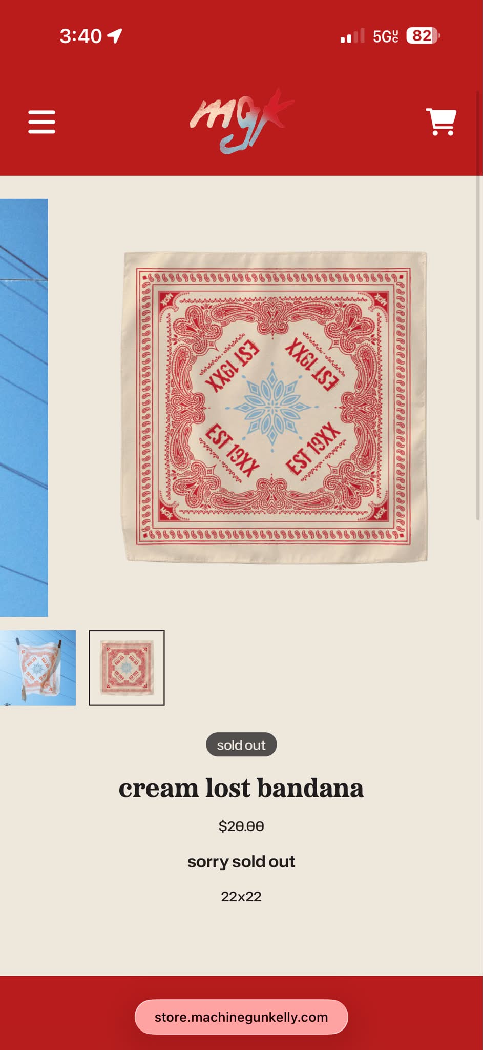 Machine Gun Kelly merchandise and bandanas in the city