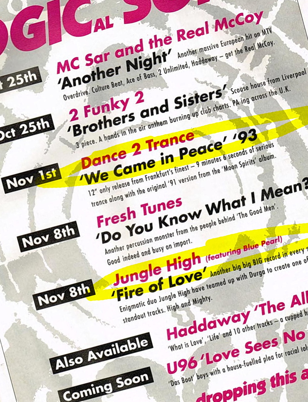 DJ Trace's drum and bass discography from '93 to '96