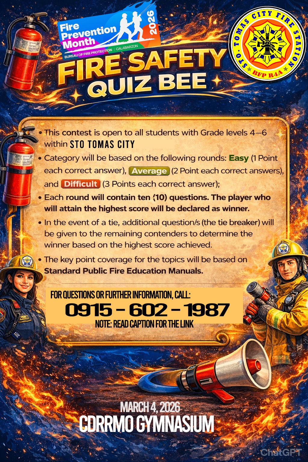 Bfp - FIRE SAFETY QUIZ BEE DEADLINE OF REGISTRATION: FEB 23,2026 • This ...