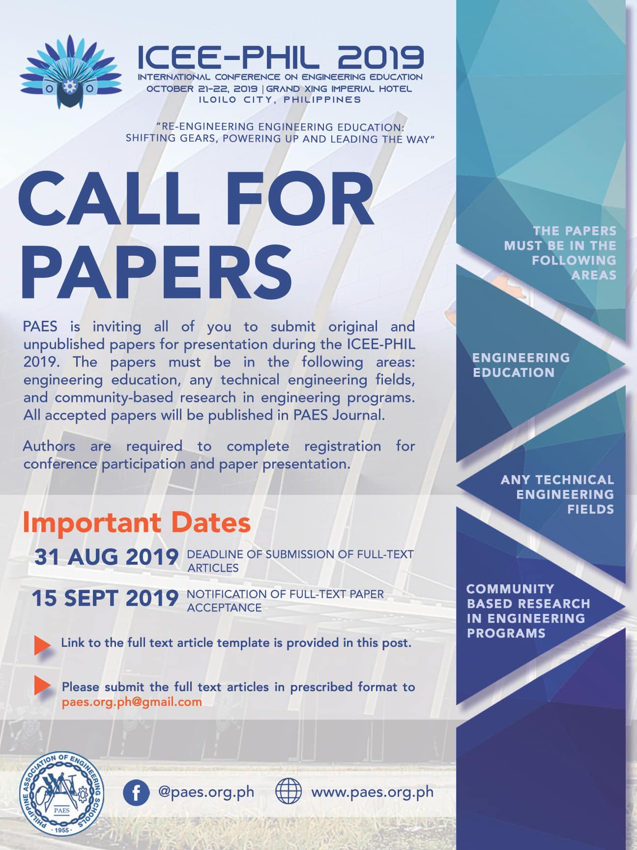 Philippine Association of Engineering Schools - CALL FOR PAPERS ...