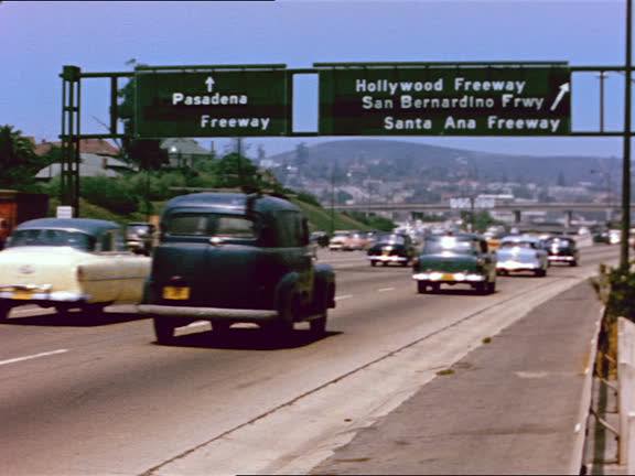 Vintage Southern California highway signs and scenery