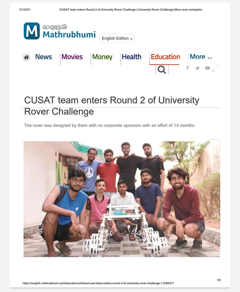 Horizon Mars Rover Team, CUSAT | Kochi