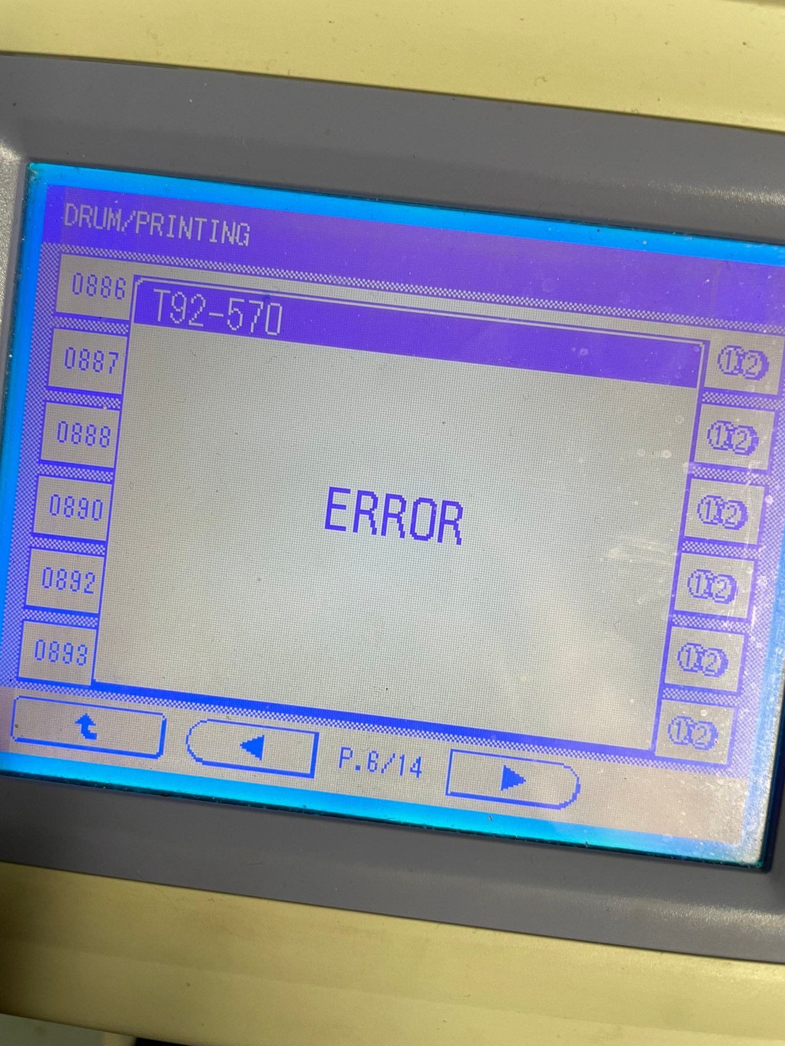 Hi, our MZ770e is displaying error code T92-570 with one of our