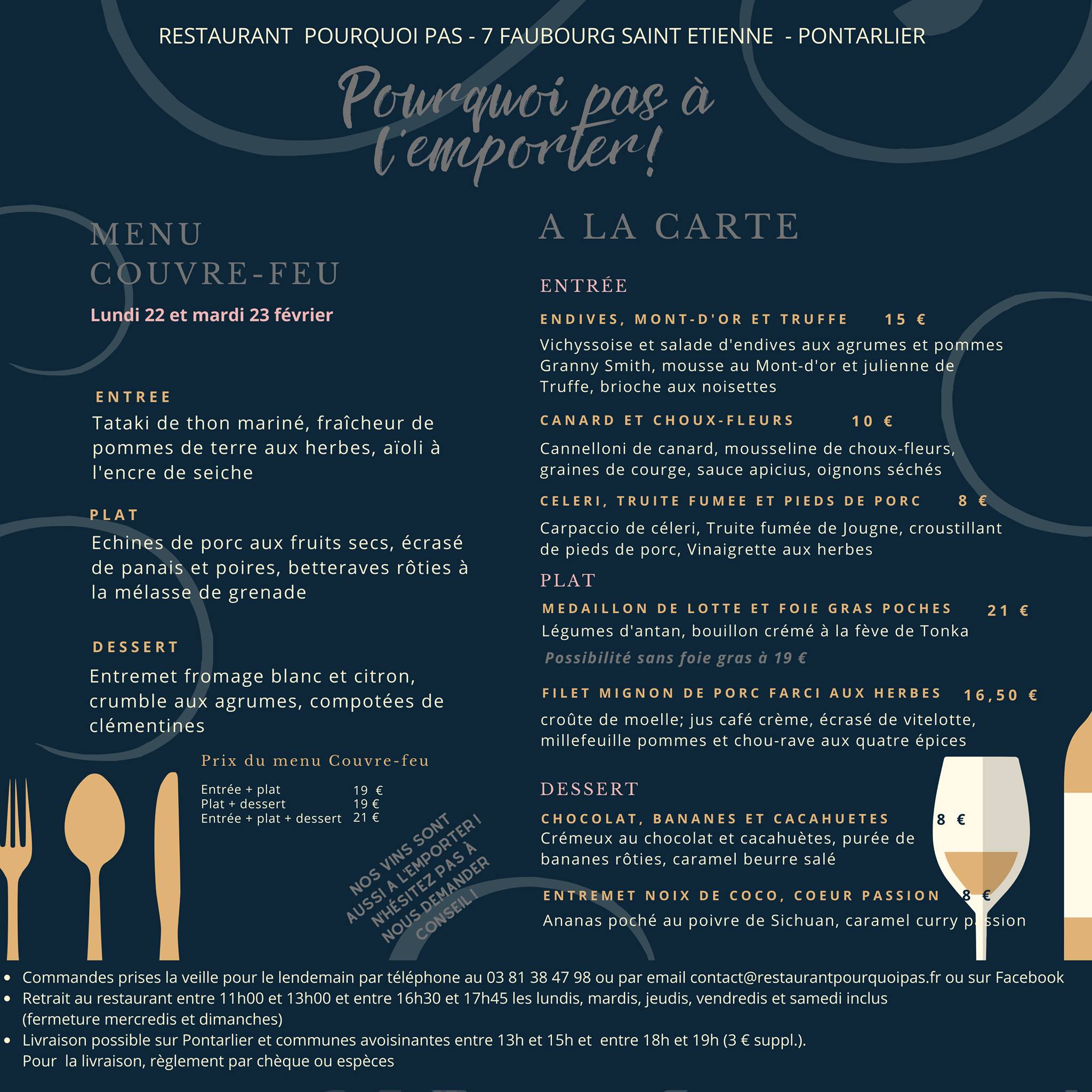 Menu et carte à l'emporter de ce... - Restaurant Pourquoi pas