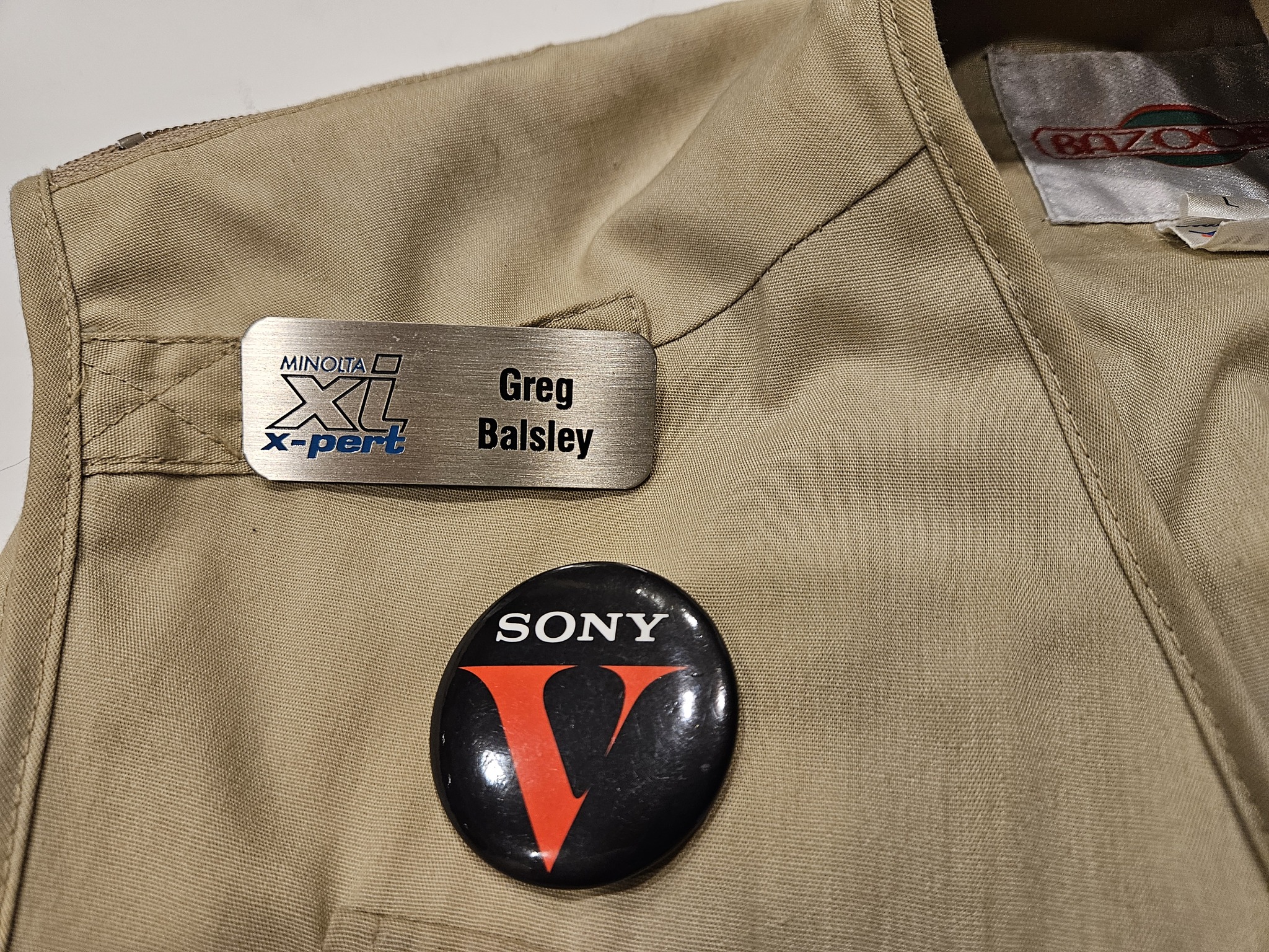 Bazooby photo vest with vintage camera pins