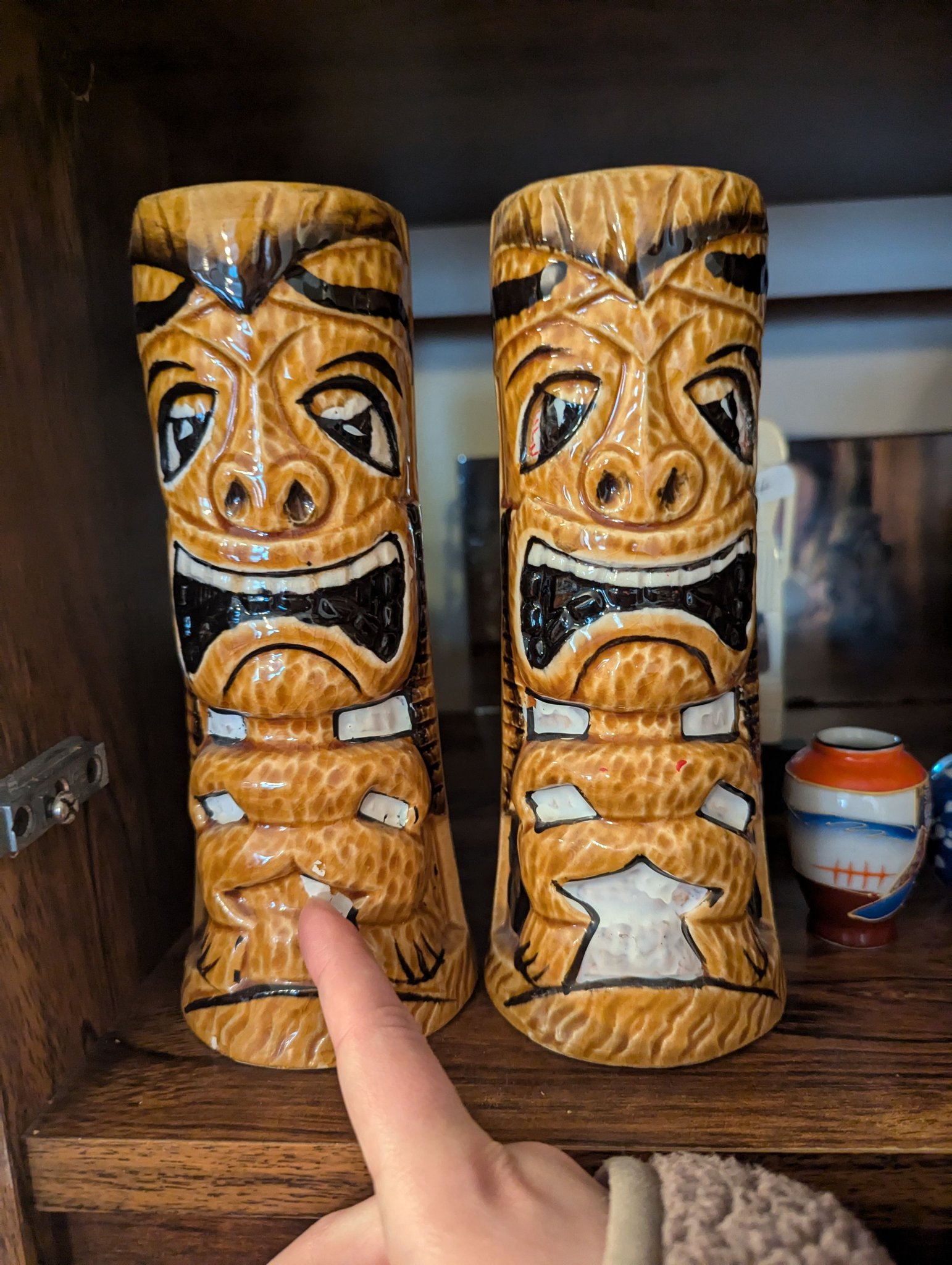 New Found a Tiki Farm Tiki mugs By. Mr. G 2001 and by Jimmy C 2002