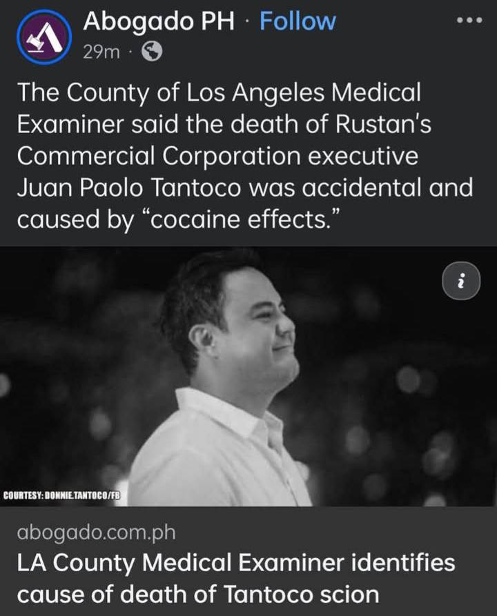 OFW USA | JUST IN: Tantoco, 44, was pronounced dead at the Beverly ...