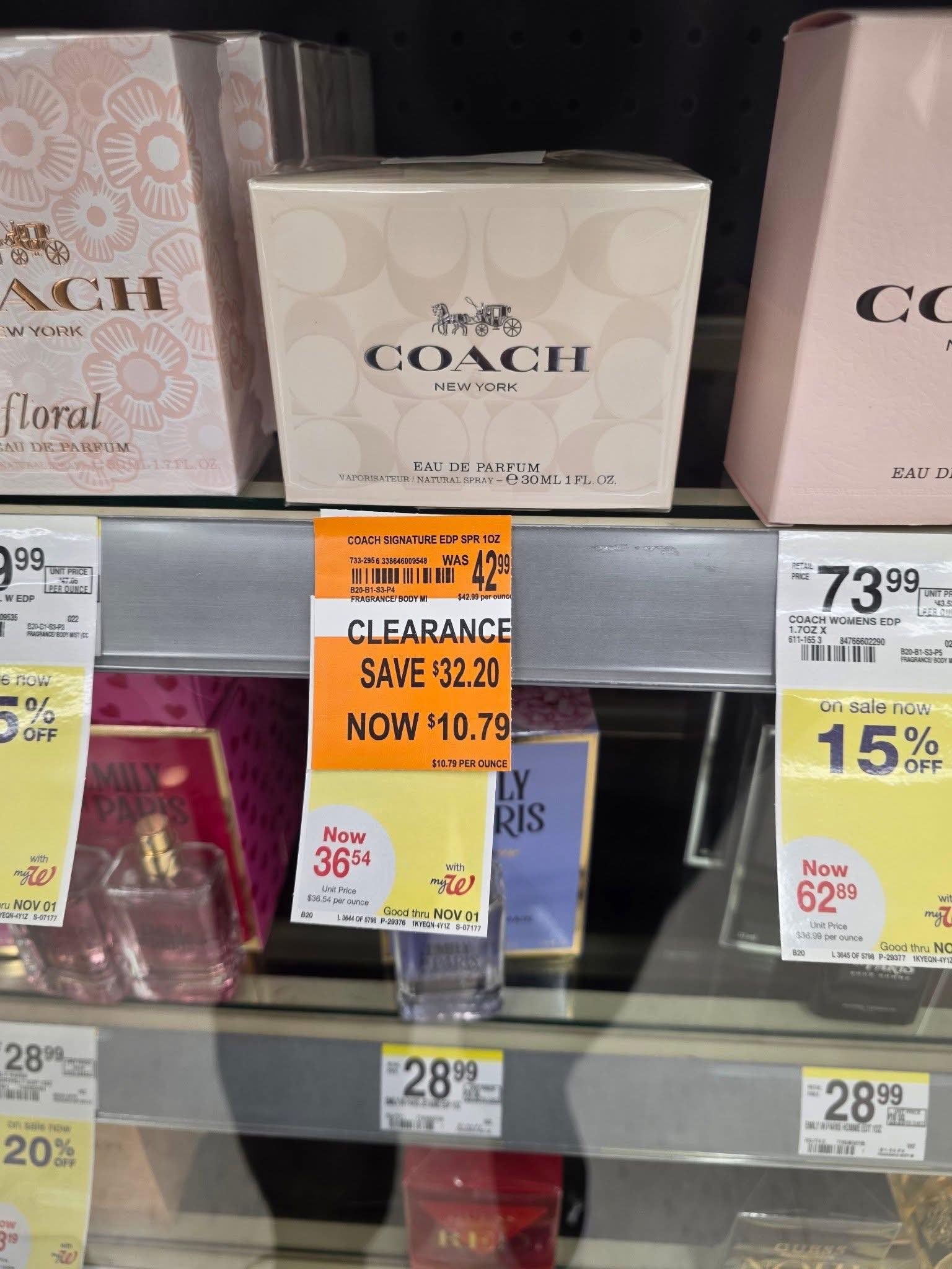 Keep an eye out for fragrances on clearance at Walgreens. Once