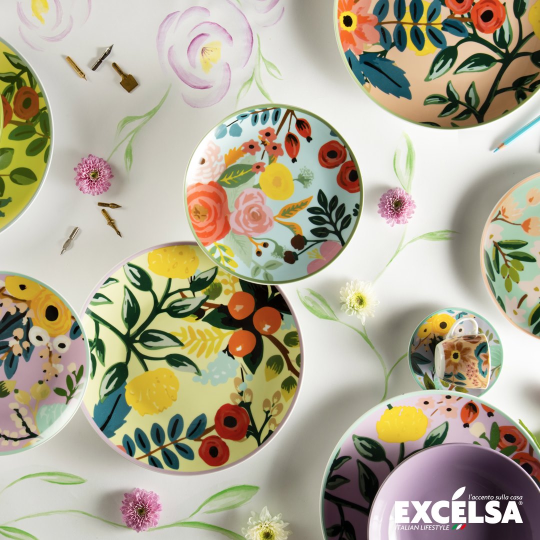 Excelsa Fiori Frida Lot De 6 Verres 250 Ml – Verre Transparent Décor Fleurs Frida Kahlo – Élégant Et Pratique