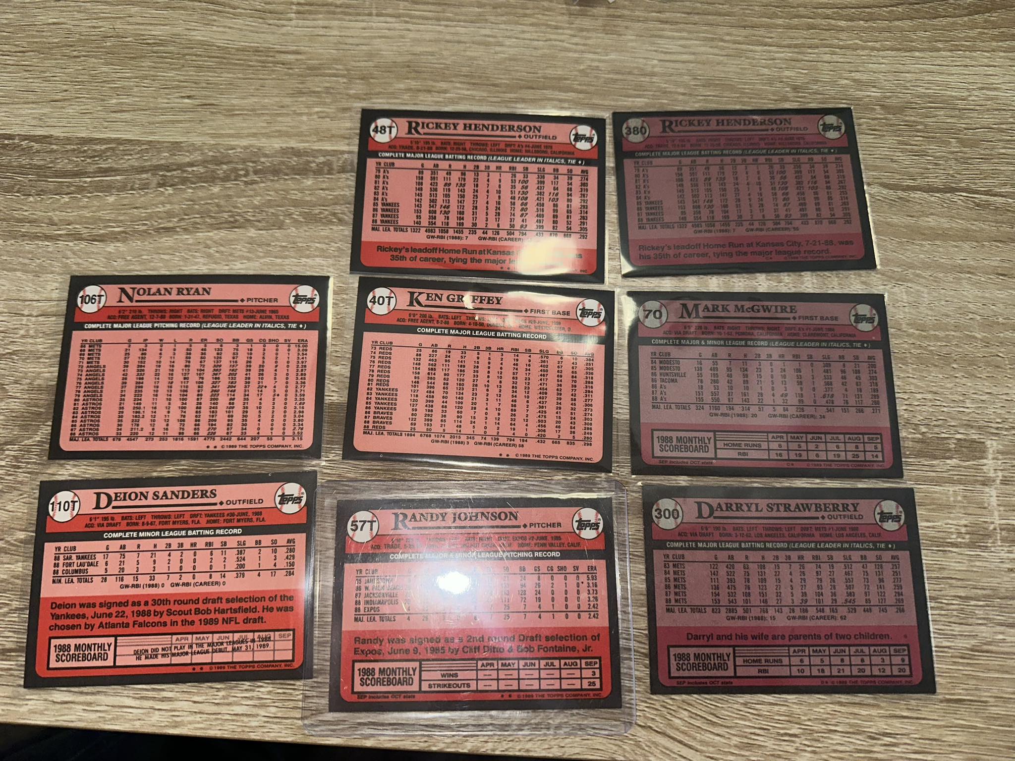 Are the 5 cards on the left 1989 Topps Tiffany?
