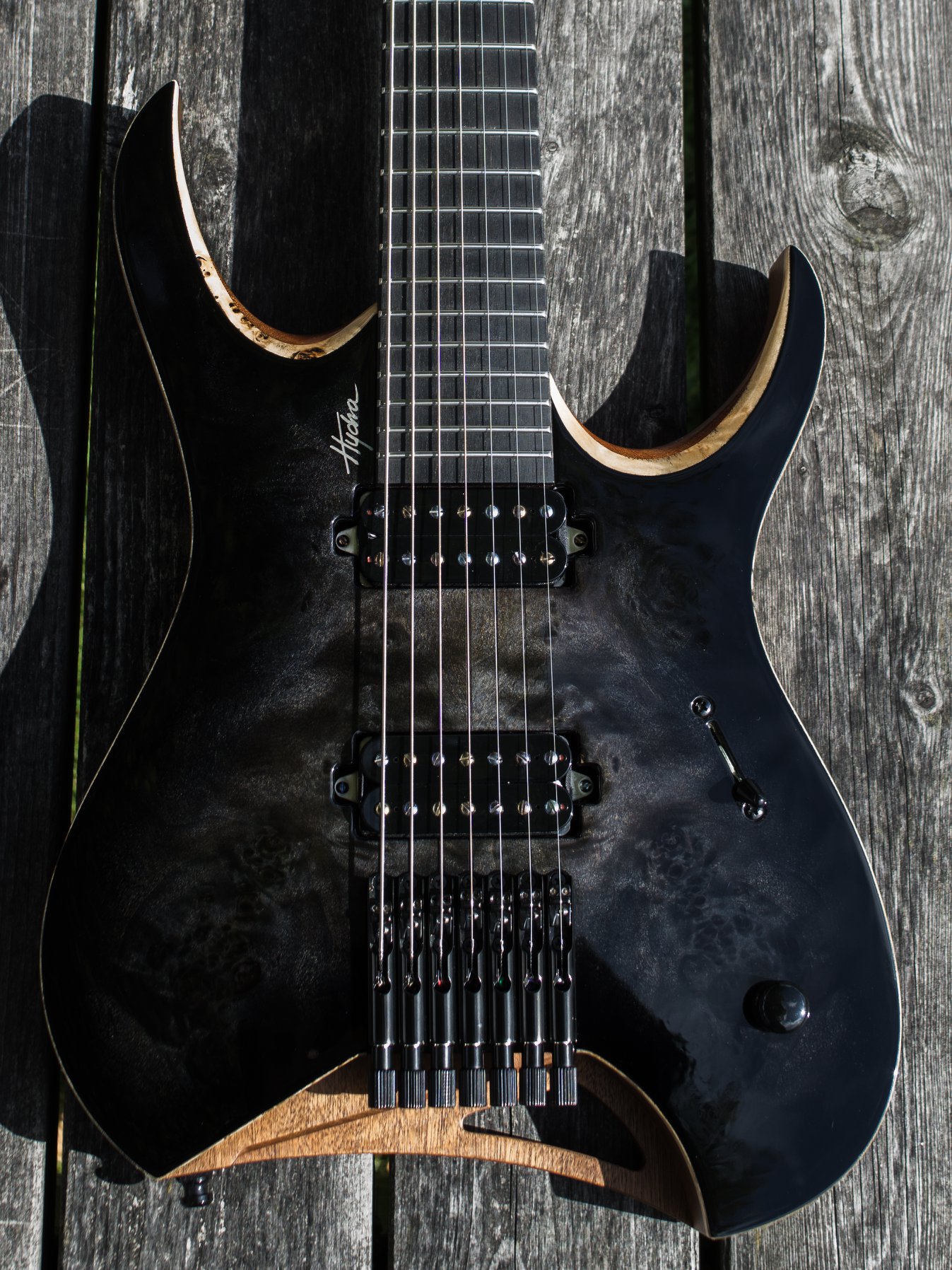 Mayones Hydra Elite VF 7 | Eye Poplar top | Trans NaturalFade