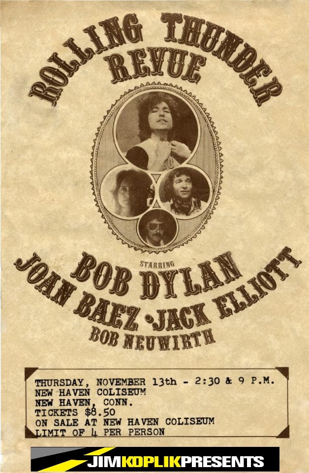 Rolling Thunder Revue flyer for November 4th, 1975