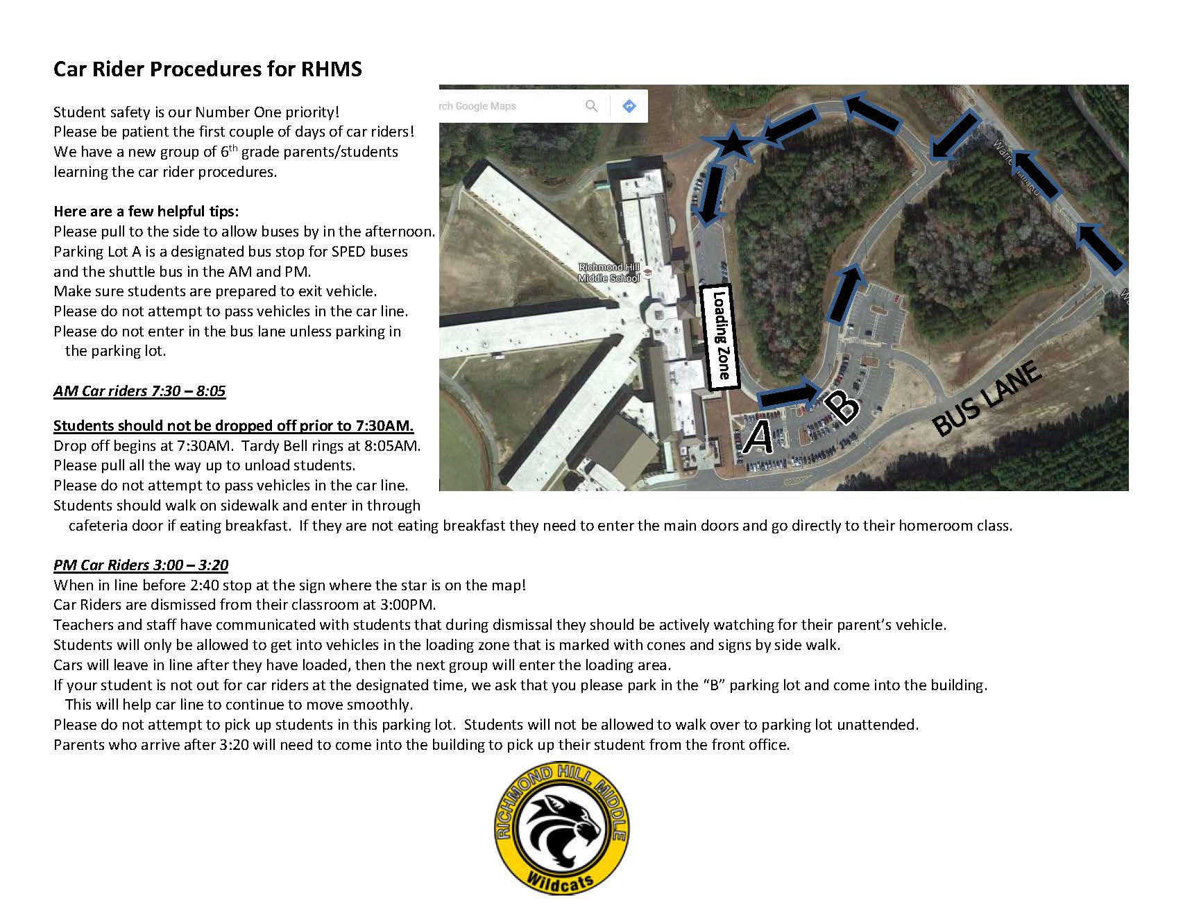 Car Rider Procedures for... - Richmond Hill Middle School | Facebook