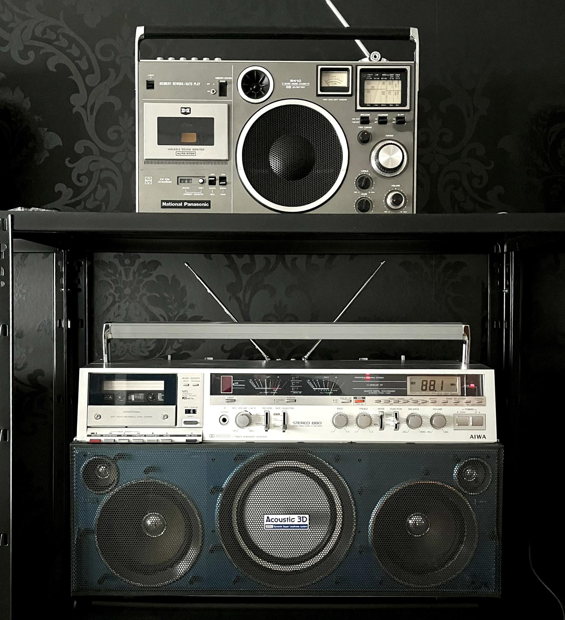 Functional Aiwa 880 and non-functional National Panasonic boomboxes