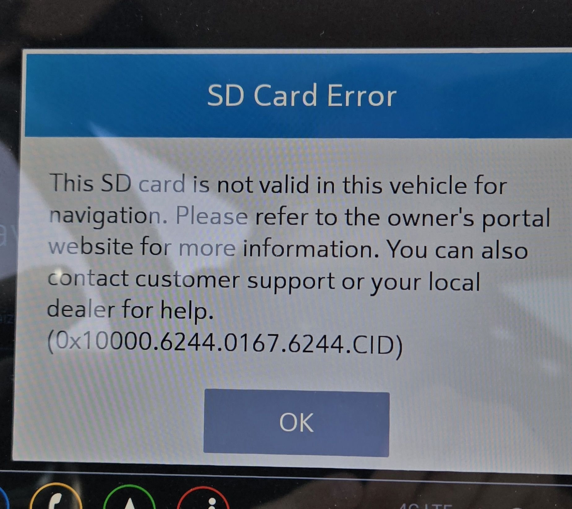 Why is my Corvette's navigation system showing an SD card error?