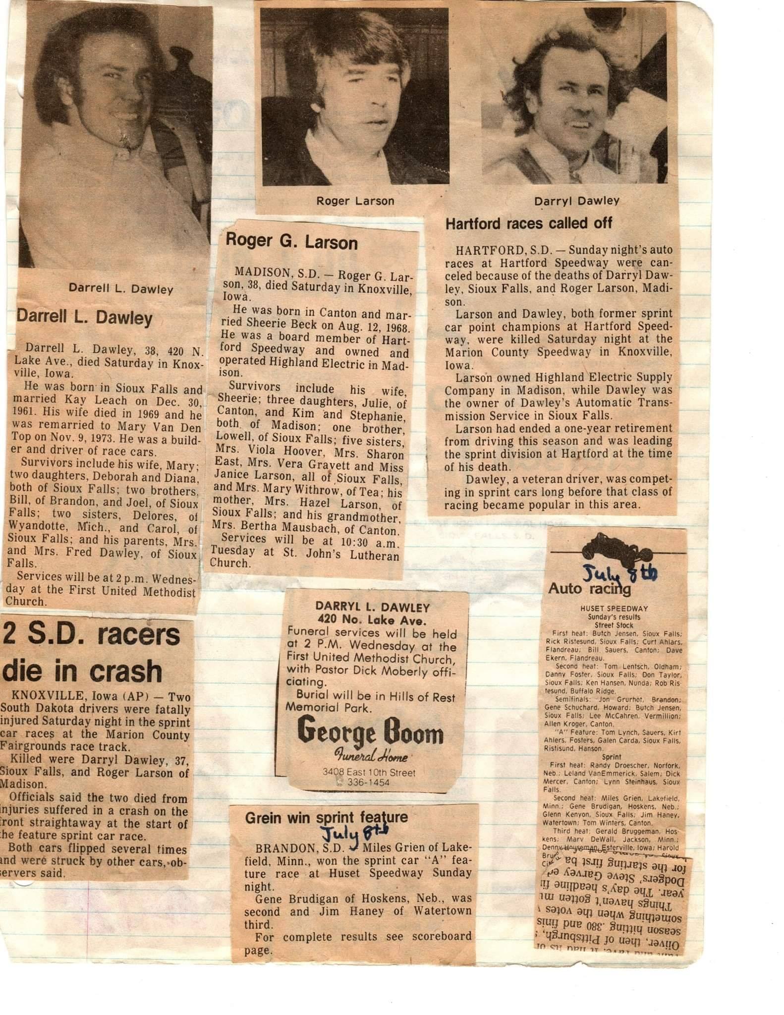 Sprint - Darrel Dawley and Roger Larson who were both killed at ...