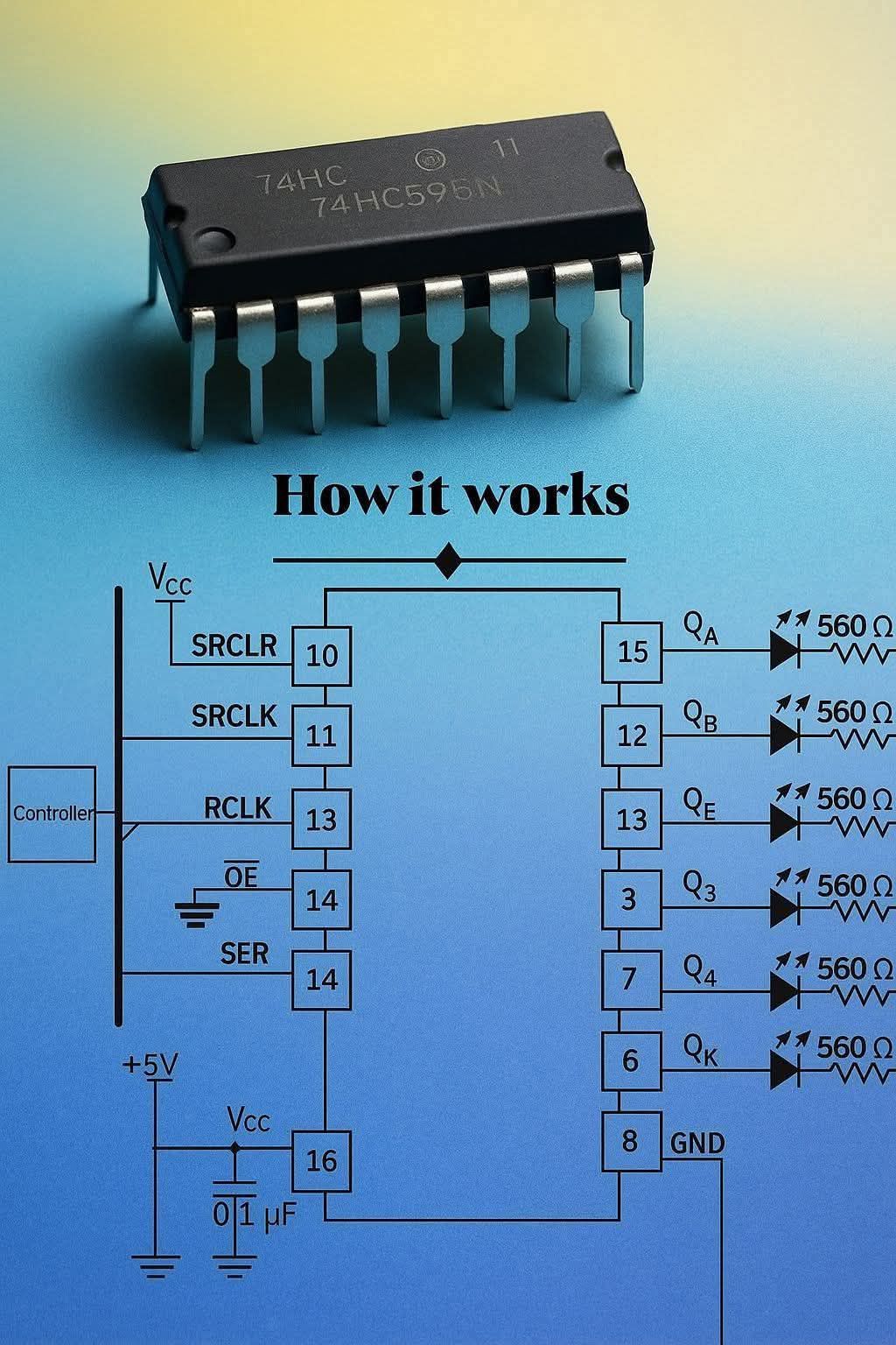 What is this chip? 🤔 This is the 74164 Shift Register IC 🔌 It