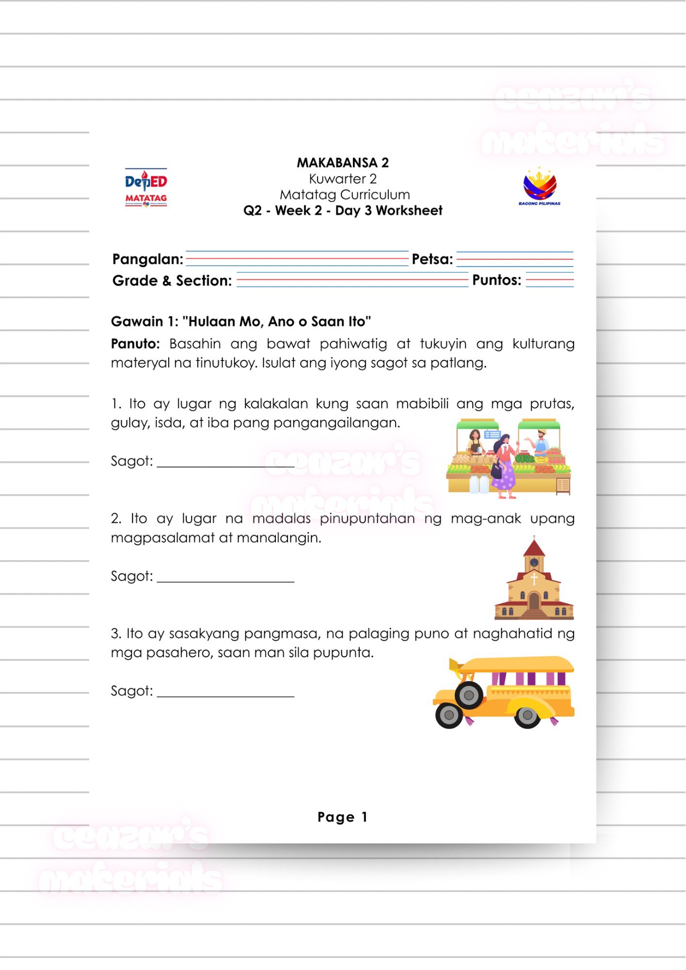 Taga Deped Ako Grade 2 RESOURCES | GRADE 2 PERFORMANCE TASKS | Facebook