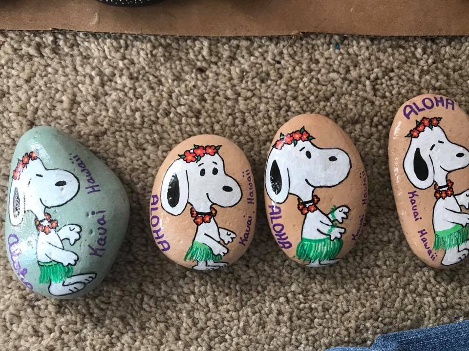 These 3 drawings are of Snoopy in Hawaii