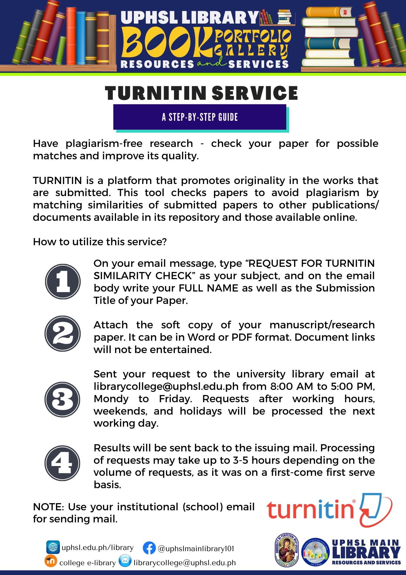 UPHSL - TURNITIN SERVICE The UPHSL values academic integrity. Check ...