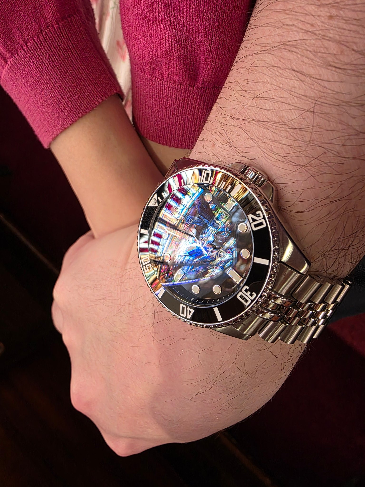 Casio marlin modified, jubilee bracelet & sapphire crystal.