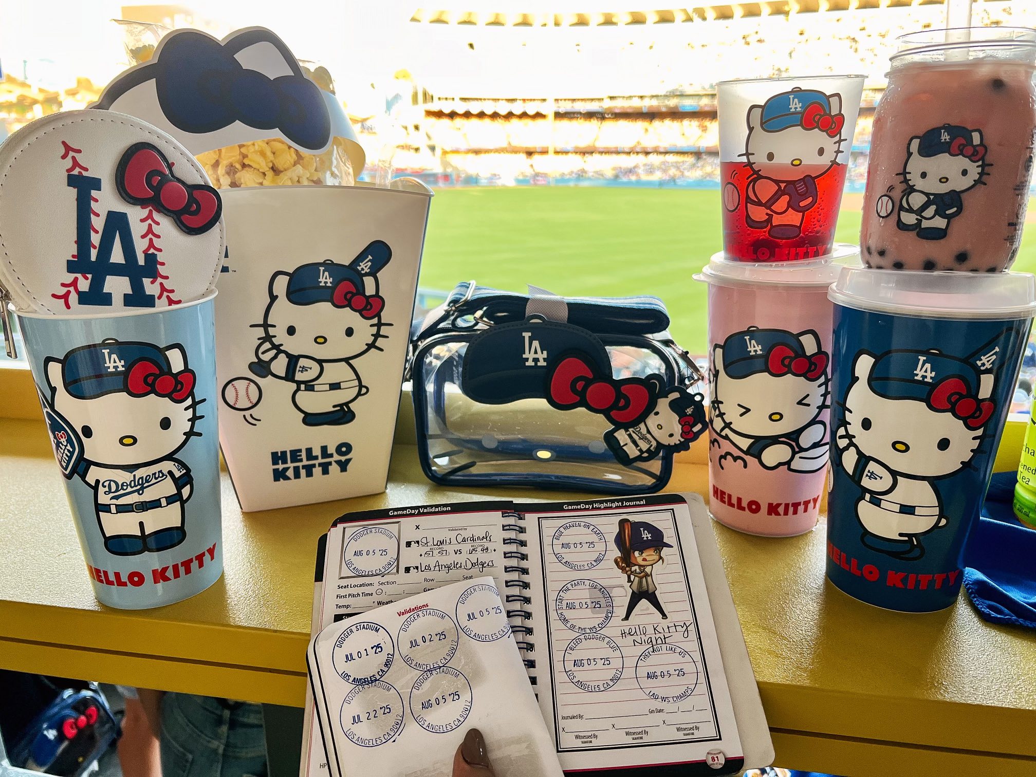 Hello Kitty collector's popcorn bucket available at Dodger Stadium