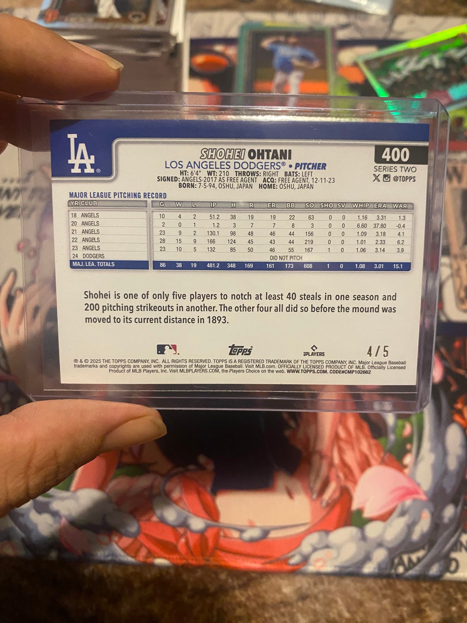 Biggest hit of my life with Ohtani numbered 4/5 sports card