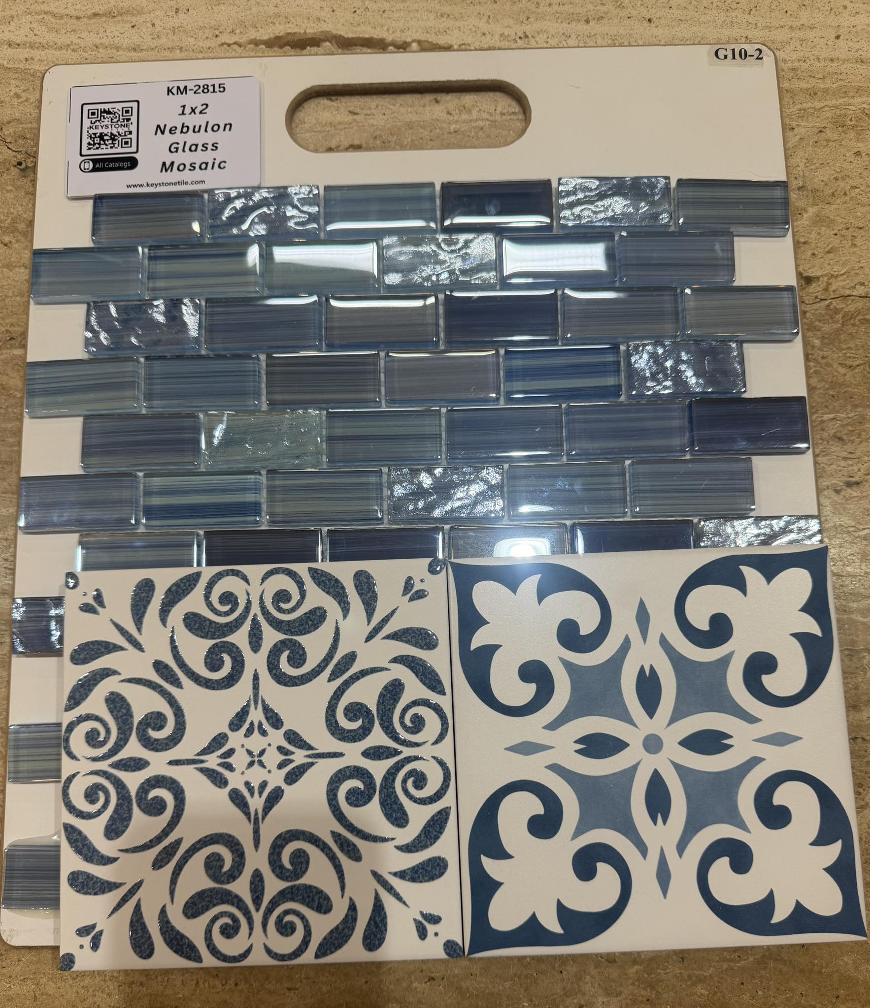 KEYSTONE 6X6 Aquarel Deco Vega Blue Polished Porcelain Tile vs