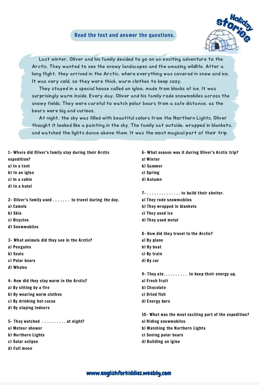 Worksheets PDF - English Teaching Resources | Holidays reading ...