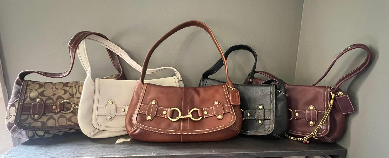 w/COA - COACH #3577 Signature Jacquard & Tan Leather Shoulder Bag 