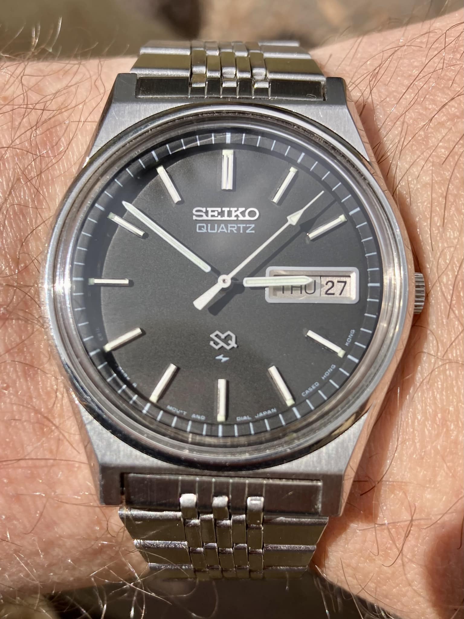 Seiko SQ Day Date 7123-8430 Vintage 1980s