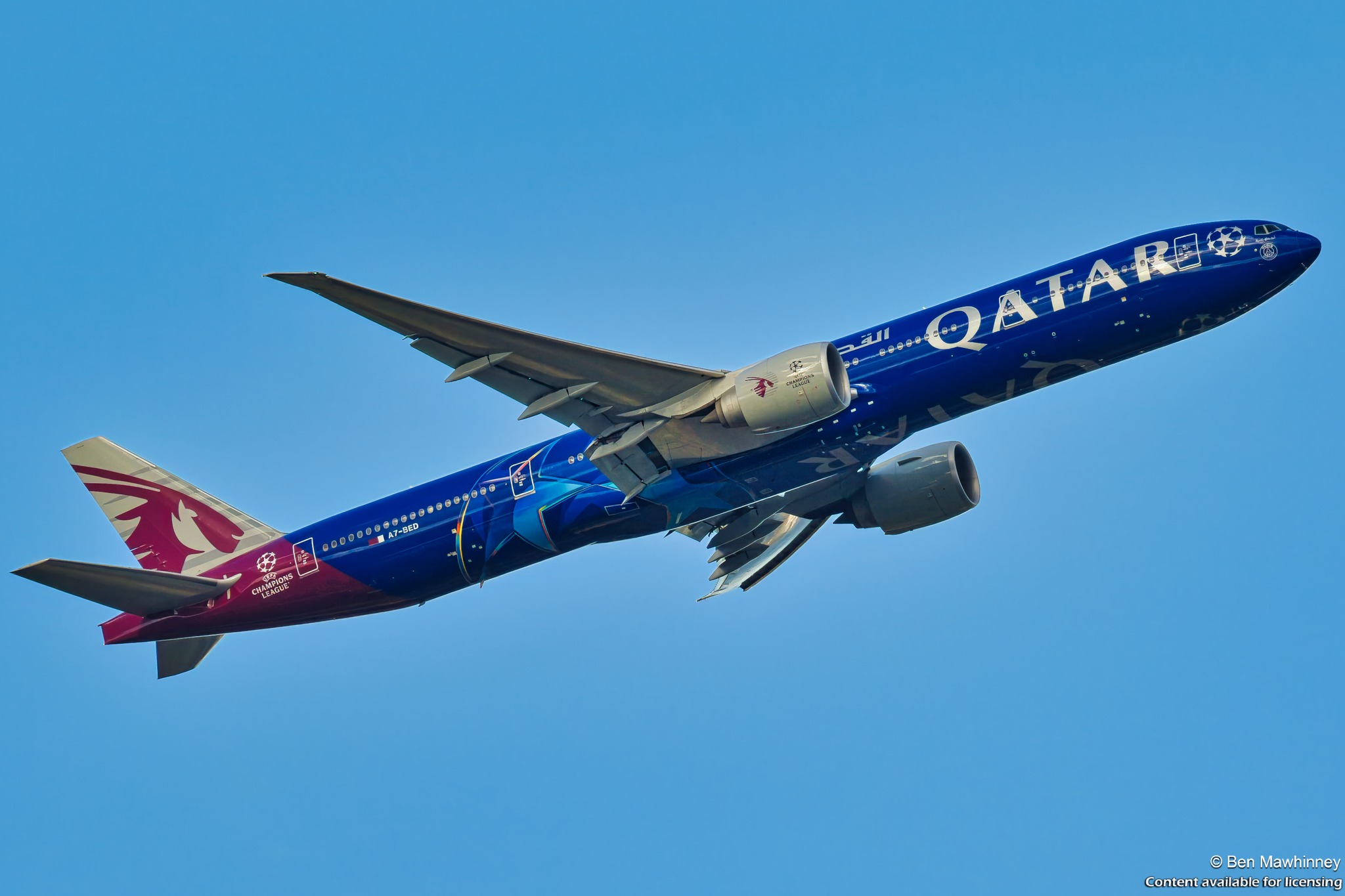 Qatar Airways Boeing 777-300ER UEFA Champions League livery